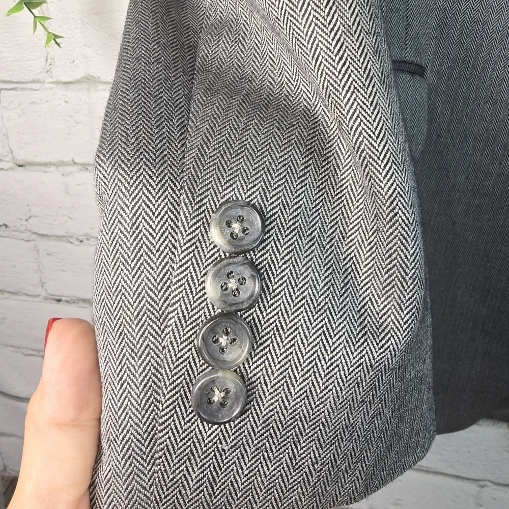 JOS A BANK GRAY BLAZER HERRINGBONE DESIGN SILK CAMEL HAIR BLEND MENS  42L EUC